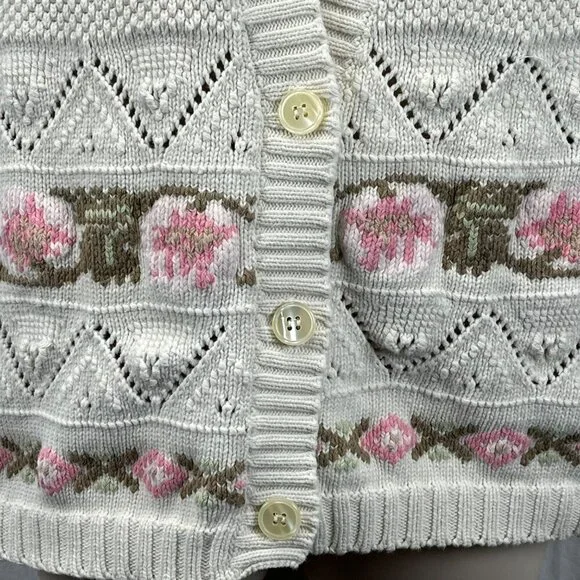 Vtg Eddie Bauer Cardigan Sweater 1990 Grannycore Grandma Small flower 90s Y2K - Picture 6 of 9